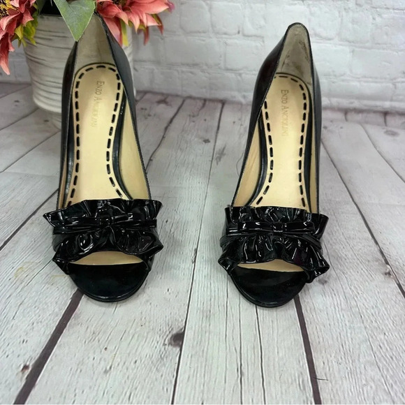 enzo angiolini eamielee black patent leather peep toe heels sz 8.5 - Picture 2 of 9